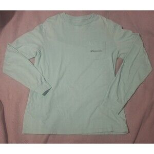 VINEYARD VINES-Long Sleeve T Shirt Men M-Aqua Cotton-Chest Pocket Fly Fishing